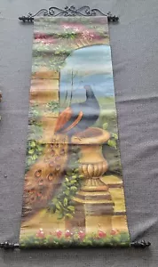 Ölgemälde Wandhänge Pfau lebendige Farben Exc Conf hängt nach unten 35x11,5" - Bild 1 von 4