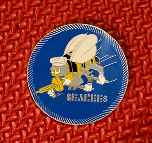 Vintage  MILITARY PIN   US Navy Seabees Large Pin  R6+ - Picture 1 of 1
