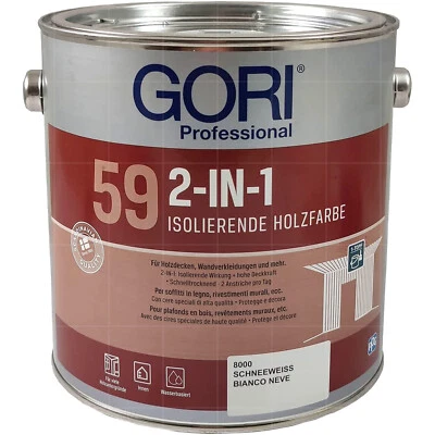 GORI 59 2in1 0.75 LTR Isolierfarbe Holzfarbe Innenfarbe Holzdecken OSB WEISS - Bild 1 von 2
