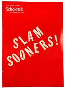 The Notre Dame Scholastic Publication 26 de octubre 1956 Slam Sooners! VINTAGE - Imagen 1 de 8