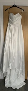 New Strapless size 6-8 Bridal Wedding Dress long hi-low Satin stunning - Picture 1 of 5