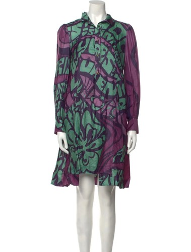 SAINT LAURENT (YSL) Camicia Yves Saint Laurent Rive Gauche donna S viola stampa foglia bottoni davanti