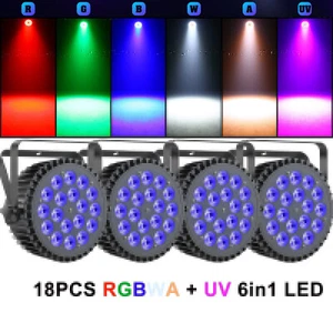 4PCS 18x12W LED Stage Lights RGBWA UV DMX Colorful Par Light Party DJ Disco Show - Picture 1 of 14