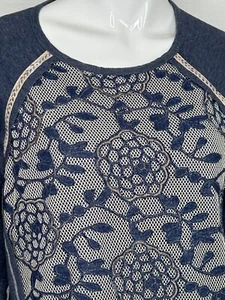 Democracy Women's Shirt Size Medium Blue Sweatshirt Floral Artsy Bloomcore - Picture 1 of 18