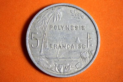1965 French Polynesia 5 Francs Aluminum Coin #M18323 - Image 1 of 2