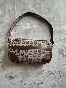 Michael Kors Baguette Monogram Brown Canvas Shoulder Bag Rare Y2k Vtg - Picture 1 of 7