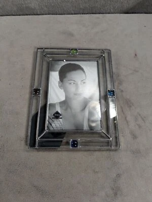 Fetco Glass & Pewter 4" x 6" Frame Silver Finish With Colored Beads - Image 1 of 4