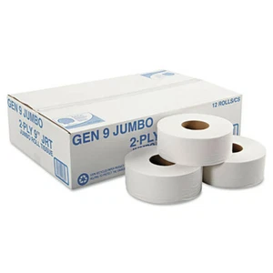 General Supply 9JUMBOB 9 in. 2 Ply Jumbo Roll Bath Tissue - WHT (12/Carton) New - Picture 1 of 3