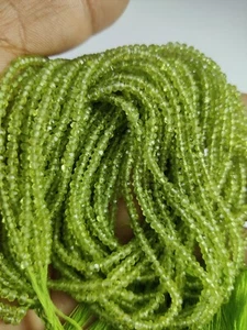 Peridot Faceted Rondelle Gemstone Beads 3 mm | 13 Inch Strand - Picture 1 of 5