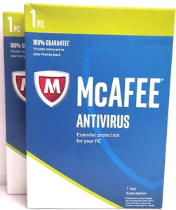 Lot of 2 Brand NEW & SEALED! McAfee Antivirus 2017 1 PC 1 year - Picture 1 of 4