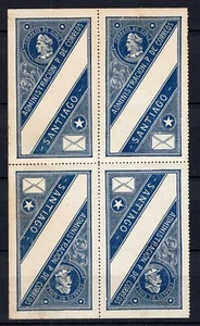 CHILE 1917 OFFICIAL STAMP SOFICH CO22 MH CIERRO TETE-BECHE BLOCK OF FOUR - Picture 1 of 2