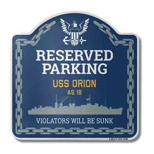 Letrero de barco de diseñador de aluminio de calibre pesado USS ORION AS 18 | 18"" X 18"" azul marino - Imagen 1 de 4