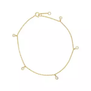 Dangling Anklet 14K White Gold Round Diamond Charm - Picture 1 of 2
