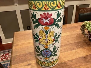 SOPORTE PARAGUAS DE CERÁMICA PINTADO A MANO COLORIDO DE COLECCIÓN HECHO EN ESPAÑA - Imagen 1 de 7