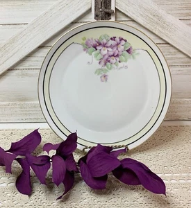 Antique ZS & Co Bavaria Hand Painted Violets Decorative 8.5" Plate Vtg 1880-1918 - Picture 1 of 4