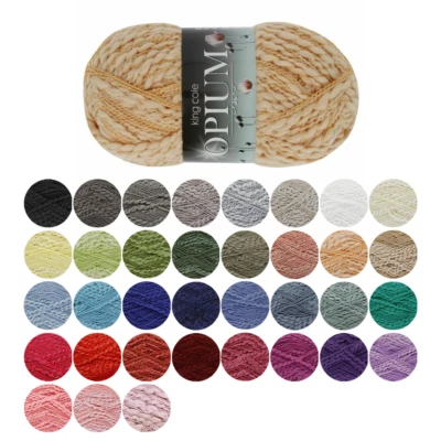 King Cole Opium Wolle Garn Chunky Baumwolle Acryl Flamme Stricken Häkeln 250m 100m