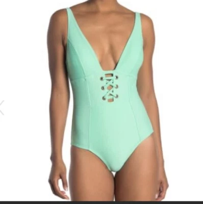 Mossimo Lace-Up Mint  One-Piece Swimsuit SZXL NWT - Image 1 of 4