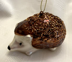 HEDGEHOG Holiday Tree Glass Ornament DAGMARA GOLD GLITTER FUR - Picture 1 of 7