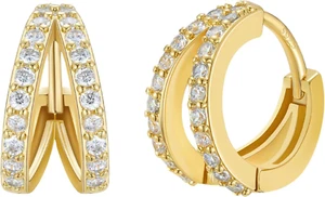 925 Sterling Silver Post Cubic Zirconia Hoop Earrings for Women, Womens Small Ho - Picture 1 of 8