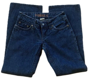 HYDRAULIC Jeans Women's 3/4 Low Rise Flare Denim Dark Embroidered Y2K - Picture 1 of 10