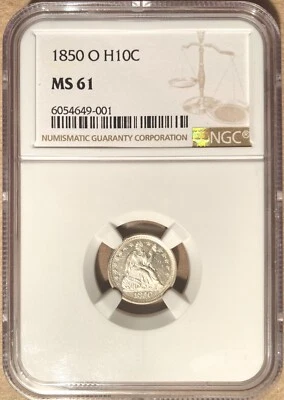 1850-O NGC MS61 Liberty Seated Half Dime H10c - New Orleans Mint - Image 1 of 2