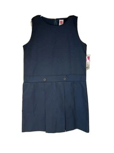 Girls A+ Navy Blue Drop Waist Jumper Pleat Uniform Dress School Size 14H - Picture 1 of 5
