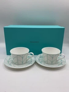 Tiffany & Co. Wheat Leaf Cup & Saucer Bone China Coffee Tea Pair Set White used - Picture 1 of 5