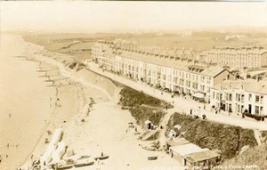 REAL PHOTO POSTCARD MARINE TERRACE FROM CASTLE CRICCIETH, CAERNARFONSHIRE, WALES - Picture 1 of 2