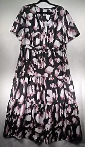 Nic & Zoe Dress Spring Shadow Daydream Womens 1X Feminine Fit-n-Flare Split Neck - Picture 1 of 14