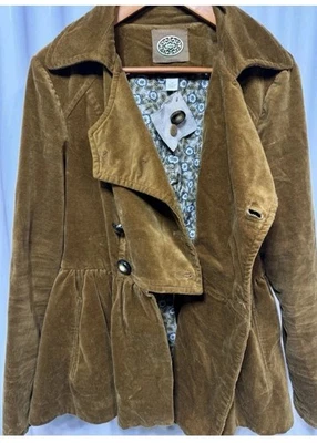 Chaqueta Anthropology Idra Doble Pecho Marrón Terciopelo Forro Floral Talla 6 Foto 1 de 4
