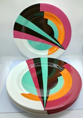 Lot of 4 Milton Glaser for Rainbow Room Dinner Plates Mikasa 1987 Rare HTF - Image 1 of 4