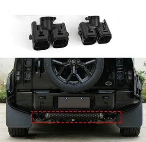 Pair Black Tailpipe Exhaust Pipe For Defender 90 110 130 2020-2026 Khan Look - Picture 1 of 9