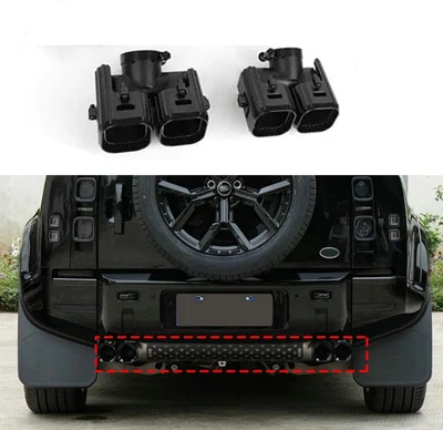 Pair Black Tailpipe Exhaust Pipe For Defender 90 110 130 2020-2026 Khan Look - Image 1 of 4