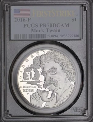 2016-P $1 Mark Twain Commemorative Silver Dollar PCGS PR70DCAM First Strike - Image 1 of 2