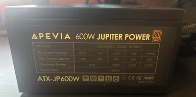 FUENTE DE ALIMENTACIÓN APEVIA 600W JUPITER - 80 Plus Bronce - ATX-JP600W TOTALMENTE FUNCIONAL Foto 1 de 4
