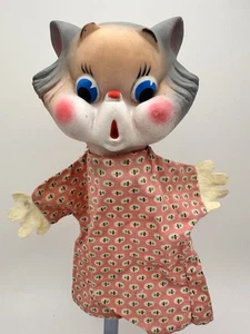 Mein Spielzeug Gummi Gesicht Katze, ähnlich Rushton, seltene Handpuppe Vintage 50er - Bild 1 von 16