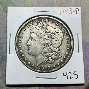 Moneda dólar Morgan de plata 1893 P colección fecha clave - Imagen 1 de 5