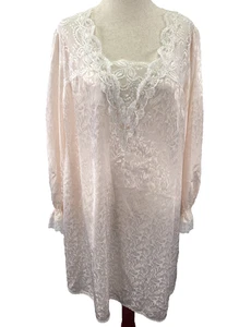 Vintage Miss Dior Nightgown Womens Large Lace Sheer Floral Lingerie 70s USA - Picture 1 of 15