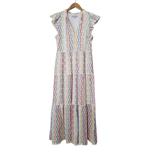 Maxi abito Antonio Melani X Kimberly Whitman The Kari 12 strati occhielli a righe - Foto 1 di 11