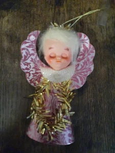 Vintage Pappe Engel Christbaumspitze weiß mit Schlafaugen 7 Zoll Japan - Bild 1 von 8