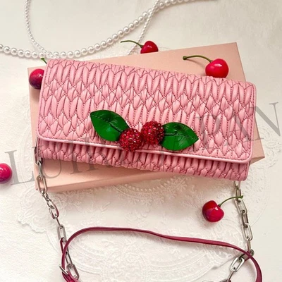 Rare miu miu Matelass Chain Shoulder Long Wallet Cherry - Image 1 of 4