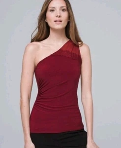 WHBM schulterfreie Damenbluse burgunderrot Spitze Größe M neu mit Etikett $ 89 Urlaub  - Bild 1 von 12