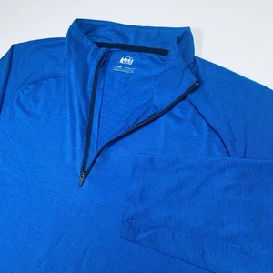 Pullover cooperativo REI 1/4 cremallera para hombre talla XL azul manga larga agujeros para los pulgares capa activa - Imagen 1 de 13