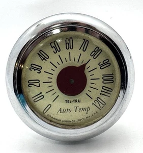 Germanow-Simon Co. Tel-Tru Auto Temp Chrome Vintage Car Thermometer - Picture 1 of 4