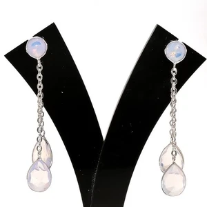 Fire Opals Gemstone 925 Sterling Silver Jewelry Stud Earring Size 2.6" - Picture 1 of 1
