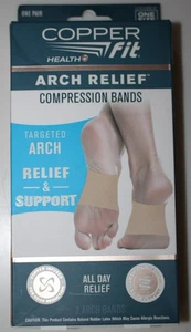 Copper Fit Arch Relief Compression Bands (2 Pack) One Size Beige Arch Support - Picture 1 of 2