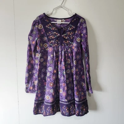 The Children’s Place Girls Purple Floral Long Sleeve Dress Boho Size 6X/7 - Image 1 of 4