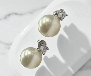 Ohrringe Naturperlen und Zirkonia eckig 925 Silber RHODINIERT nickelfrei - Bild 1 von 3