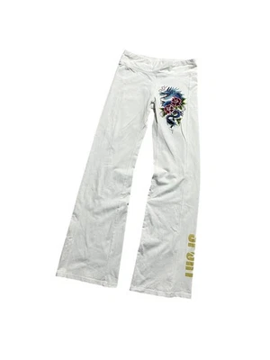 Ed hardy sport pants casual printed y2k women's white printed s - Image 1 of 4