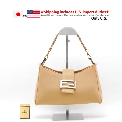 Bolso de Hombro Fendi Mamma Baguette Tela Beige 091615 3001 Foto 1 de 4